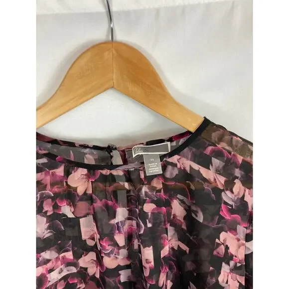 Chelsea28 floral chiffon semi sheer blouse size XS - Picture 2 of 4